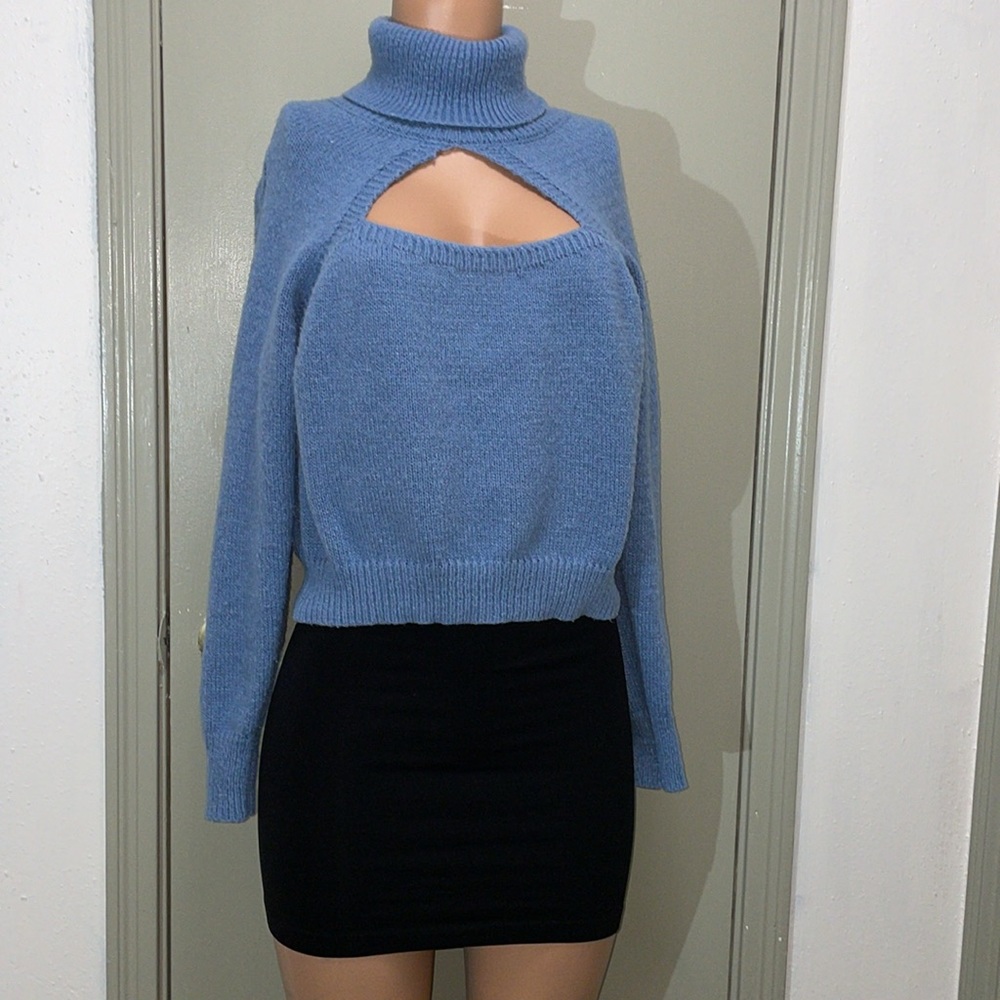 Shein Essnce Solid Turtleneck Cut Out Sweater Siz… - image 1